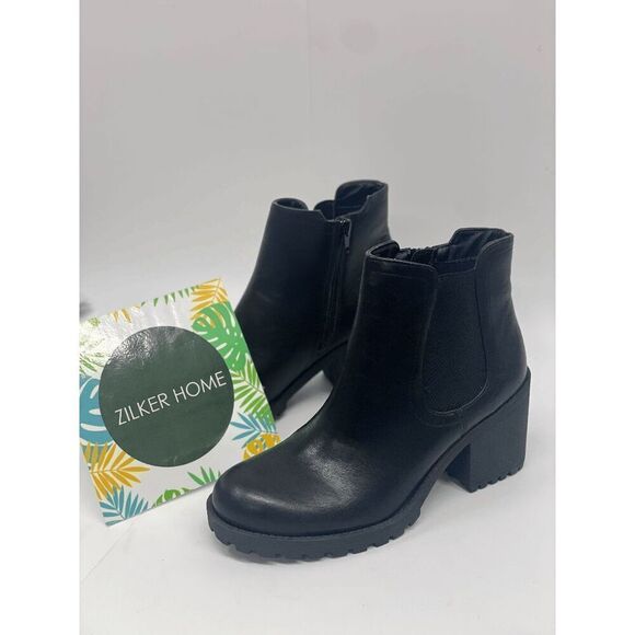 Sun + Stone Women's Morghan Lug Sole Block-Heel Booties - Black 8M - Picture 1 of 8